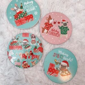 Festive Holiday Ceramic Coasters Set